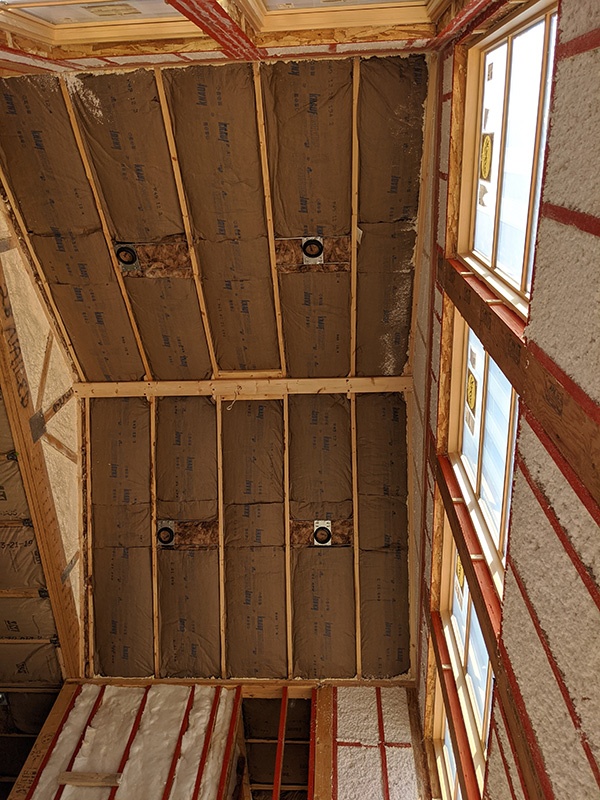 Fiberglass insulation in vaulted ceiling