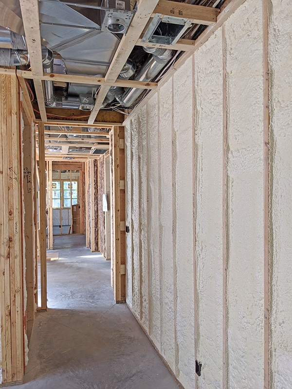 Spray foam insulation in custom home