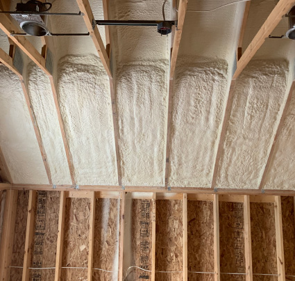 Spray foam installed in a ceiling.